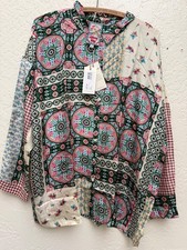 Johnny Was Kimo Iris Button Down Blouse Silk Shirt Sz XL NWT