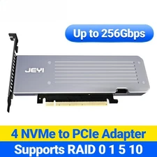 4 SSD M.2 X16 PCIe 4.0 X4 Expansion Card with Heatsink, Supports 4 NVMe M.2 2280