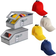 Hat Organizer for Baseball Caps - Holds Up to 30 Caps, Includes 4 Hat Hooks, ...