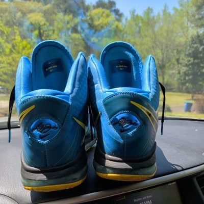 Size 11- Nike Lebron 8 V/2 Entourage Blue Yellow Basketball Shoes Sneakers