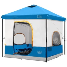 KAMPKEEPER 10x10 Pop Up Canopy w/ Camping Inner Tent, Fits 6 Person, Light Blue
