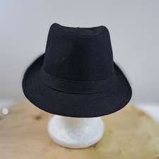 Unisex Fedora Hat Wide Brim Straw Hats Aldult Sun Hat Black Size 59 cm