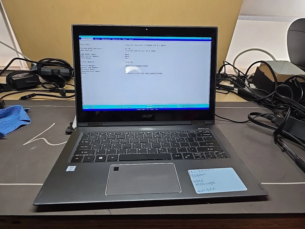 Windowsノート本体 Acer N17W2 i7 8550U 8GB SSD512GB Win11 Acer Spin5 N17W2 13.3