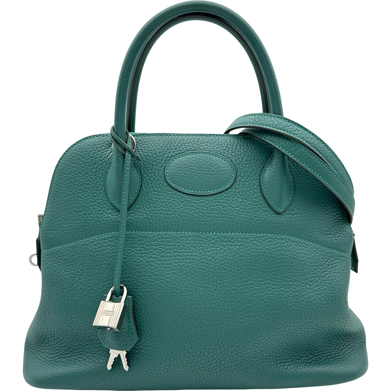 HERMES Bolide 31 Green Taurillon Leather Shoulder Bag #OKB7766