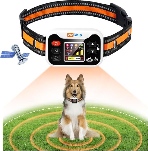 GPS Dog Collar 3 Correction Mode Wireless Dog Fence IPX7 Waterproof ORANGE WHITE