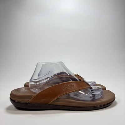 Gravity Defyer GDefy Comfort Sandals Flip Flops Brown Leather Men's Size 11