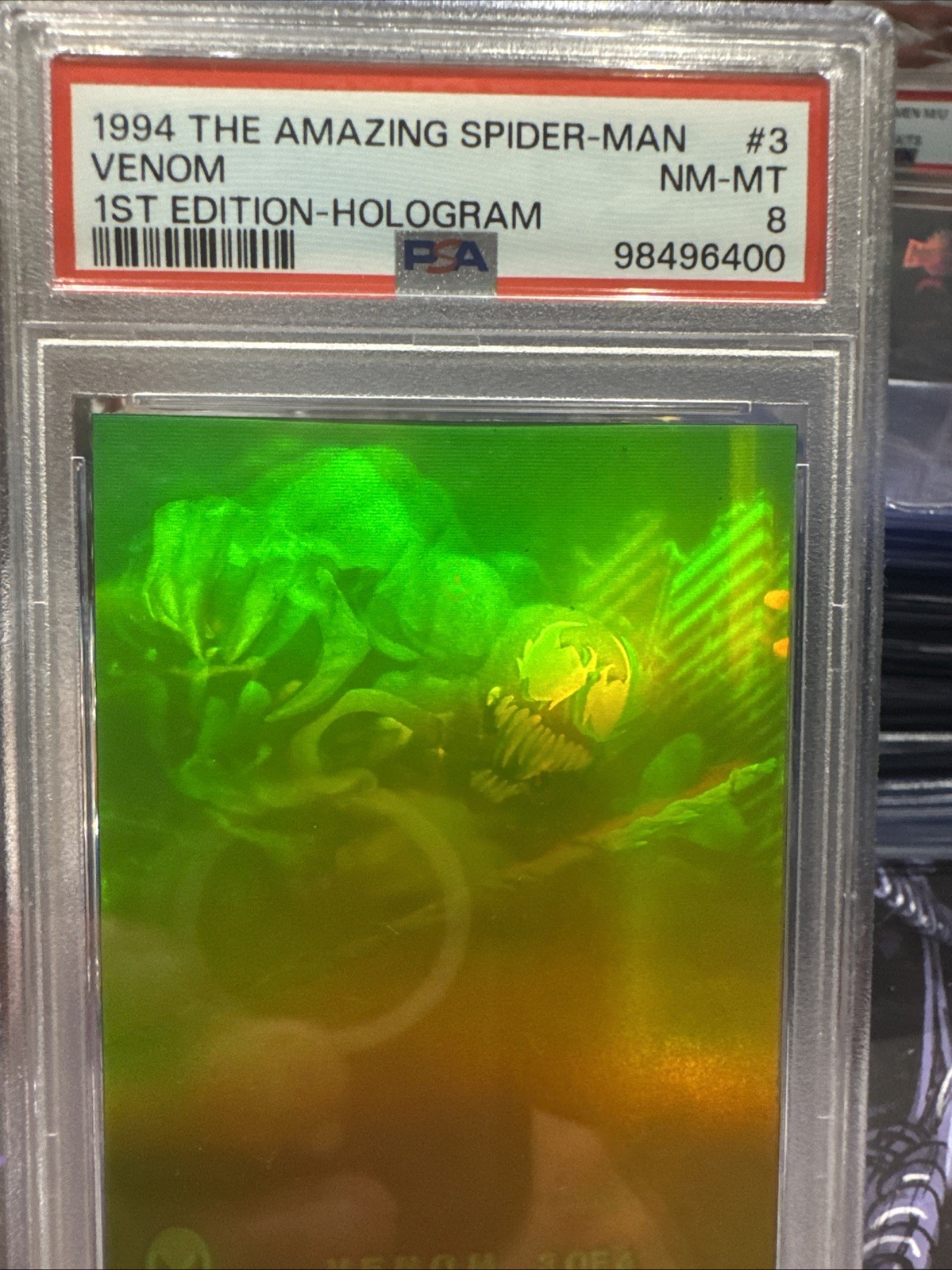 1994 Fleer Spider-man First Edition Hologram Venom PSA 8 view 3