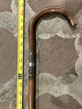 Antique Chestnut Wooden Walking Stick Cane with Sterling Silver Accents