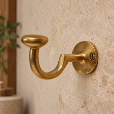 Handmade Brass Wall Hook Raw Brass Coat Robe Towel Hook Bathroom Vintage Hardwar