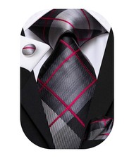 Men 63 Inches Tie Set Extra Long Necktie Paisley Pocket Square Cufflinks Wedding