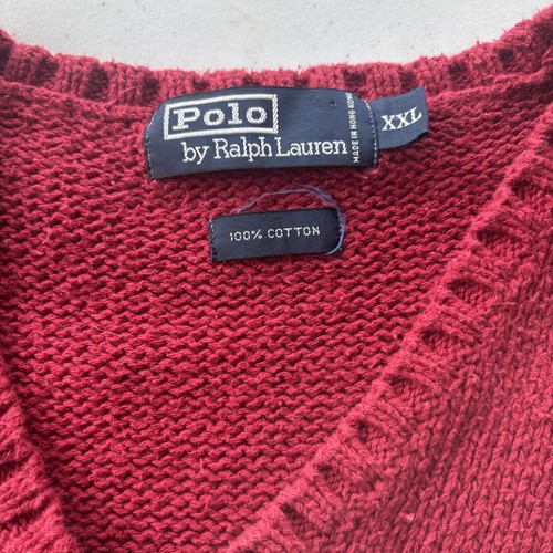 Vintage Polo Ralph Lauren Sweater Vest v-neck chunky knit pullover Men's XXL Vtg - Picture 2 of 6