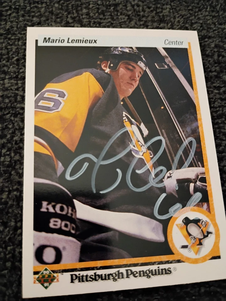  Wayne Gretzky 1999 UD Dynamics y 1991 UD Mario Lemieux en persona Auto's 🔥 Foto 3 de 3