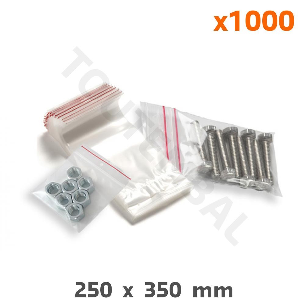Sachet Minigrip 250 x 350 mm transparent de 60 microns pour conditionnement en lot de 1000