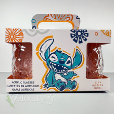 Disney Stitch Acrylic Cup Set of 4  3D Sculpted Faces  Aloha Gift Box