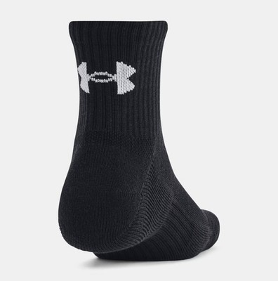 Under Armour Training Cotton Quarter Socks 6 Pair Black Arch Support Lock In Fit