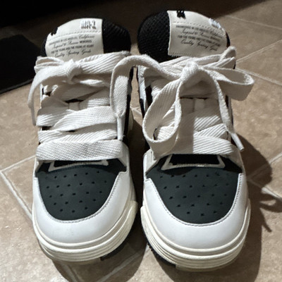 AMIRI MA-1 Runners Low Top Lace-Up Athletic Sneakers White/Black Cotton