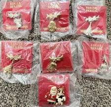 LOT OF 7 Edgar Berebi Christmas Brooches/Pins 90s Vintage NOS