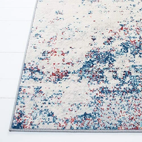 Navy Red Stain Resistant Non Shedding 3x5 Area Rug Kid Pet Friendly Modern De... - Image 4 of 4