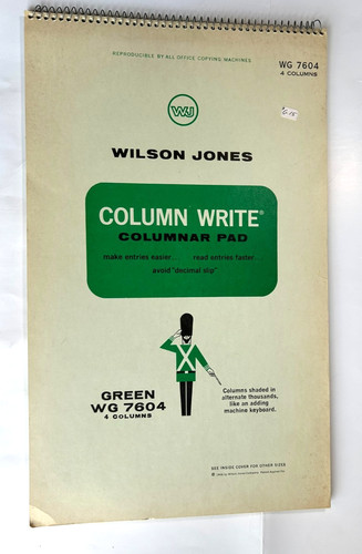 Vintage Wilson Jones Column Write Columnar Pad G7604