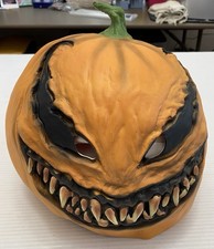 Creepy Pumpkin Mask, Scary Rubber Full Head Mask for Halloween Adult Men Women