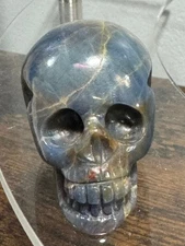 Rare Blue Sapphire Crystal Skull 106g Hand Carved in India – Intuition & Protect