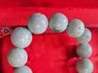 vintage pre-owned necklace large bead carved Chinese jadeite jade asian red box — photo 4