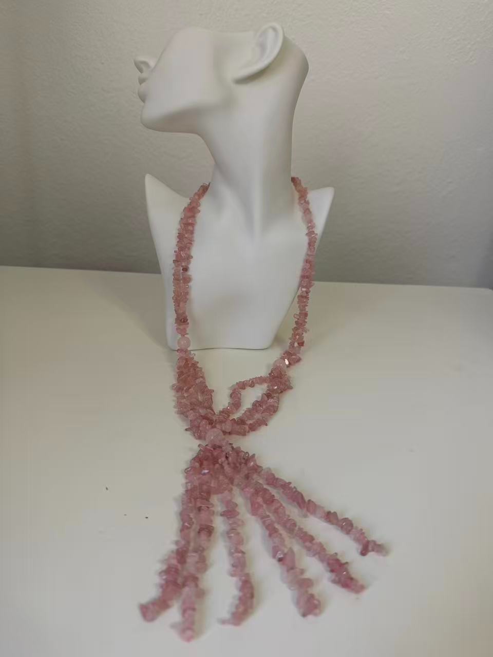 STS 925 Silver Rose Quartz Statement Necklace- He… - image 4