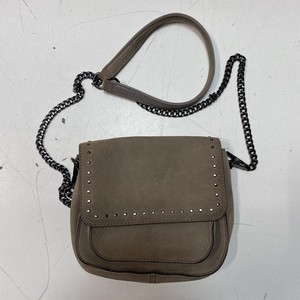 Rebecca Minkoff Taupe Studded Suede Leather Saddle Bag Crossbody Gunmetal