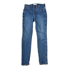 Madewell Womens 10" High-Rise Skinny Jeans Button Fly Size 27 Blue Denim