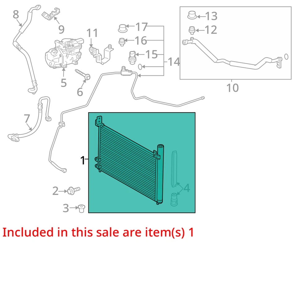 Condensador de aire acondicionado 12-18 Toyota Prius 1,8 L 150 k OEM LKQ Foto 4 de 4