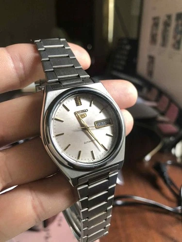 Vintage SEIKO 5 7009-876A Gold White 36mm Automatic Men's Watch JAPAN