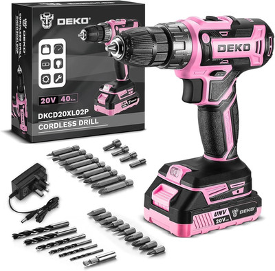 Bohrmaschine Akku: Rosa Akkuschrauber 20V Elektro Power Set Werkzeug für Frauen