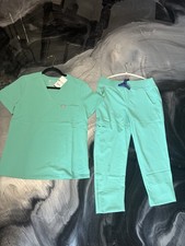 Women s figs SET Yola Skinny Scrubs Pants surgical green, Size Small. petite