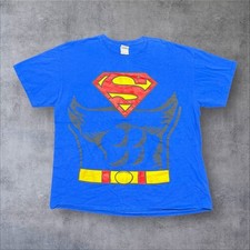 Vintage Y2K Superman Costume All Over Print Super Hero Graphic Men  s Blue Tee XL