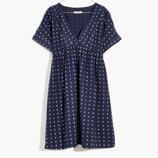 New Madewell $98 V Neck Dolman Sleeve Mini Dress Textured Dot Size XS NE750