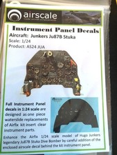 AIRSCALE 1:24 scale JUNKERS Ju87B STUKA INSTRUMENT PANEL DECALS # AS24 JUA