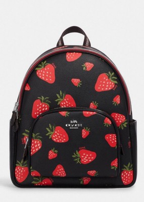 NWT Coach Wild Strawberry Print Mini Court Backpack Multifunction Coach Mini Court Backpack Bag With Wild Strawberry Print NWT  main image 3