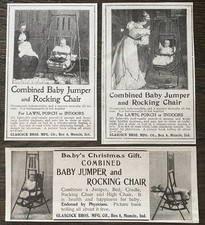 Antique GLASCOCK'S Baby Jumper&Rocking Chair Combo Muncie,Ind.Vtg 1900 Photo Ads