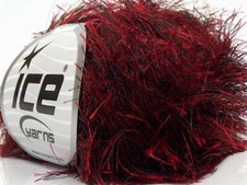 38Yd Red Black Extra Long Eyelash Yarn 67709 Ice Luxurious Fun Fur 50gr