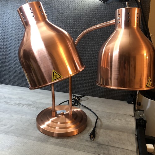 Dual Heads Food Heat Lamp with 500W Bulb Food Warmer Infrared Heating Lamp
