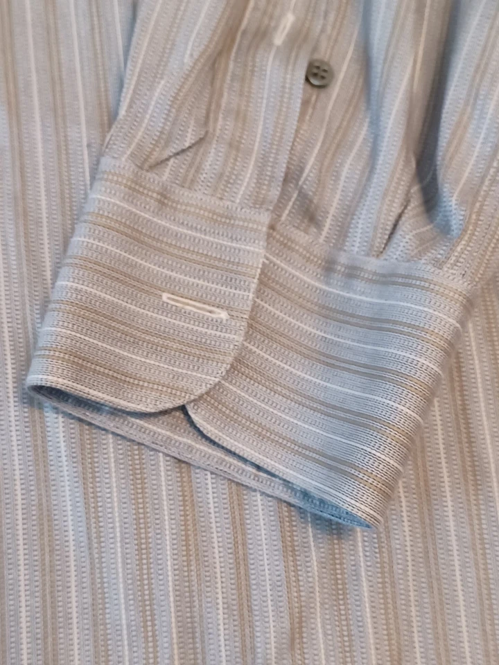 Ermenegildo Zegna Striped 2x2 Superfine Cotton Shirt Men's Small 16.5 42 - Image 3 of 4