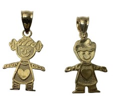 It's A Girl Or Boy Pendant Real 10K Solid Yellow Gold Necklace Charm Child Baby