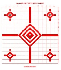 ST-4 100 Yard Precision Rifle Sight-in Target, 1" Grid, 15" x 17", Red  (100)