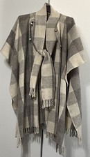 Wool Cape Poncho With Attached Scarf