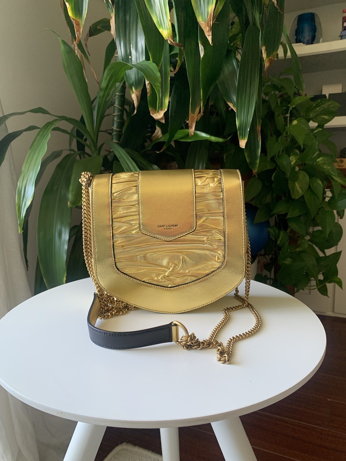 SAINT LAURENT Ysl nuova borsa a croce in pelle oro