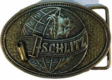 Vintage SCHLITZ BEER Brewing Company Metal Belt Buckle.