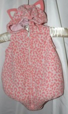 CARTER'S PINK LEOPARD CAT BODY SUIT COSTUME 3-6 MONTHS OVERSTUFFED HOODED EUC