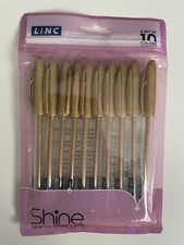10 x Linc Shine Sparkle Glitter Gel Pens 1.0 mm Tip - GOLD