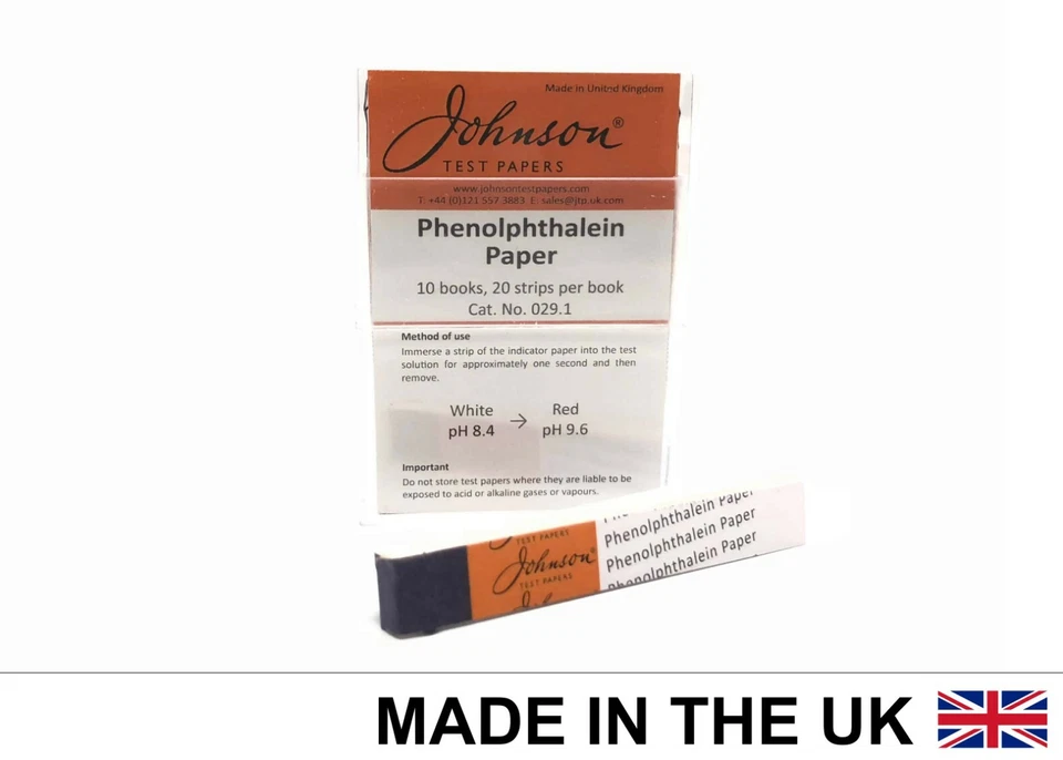 JOHNSON TEST PAPERS Phenolphthalein Paper - BEER LINE CLEANER - 10 books of 20 strips (200 strips)