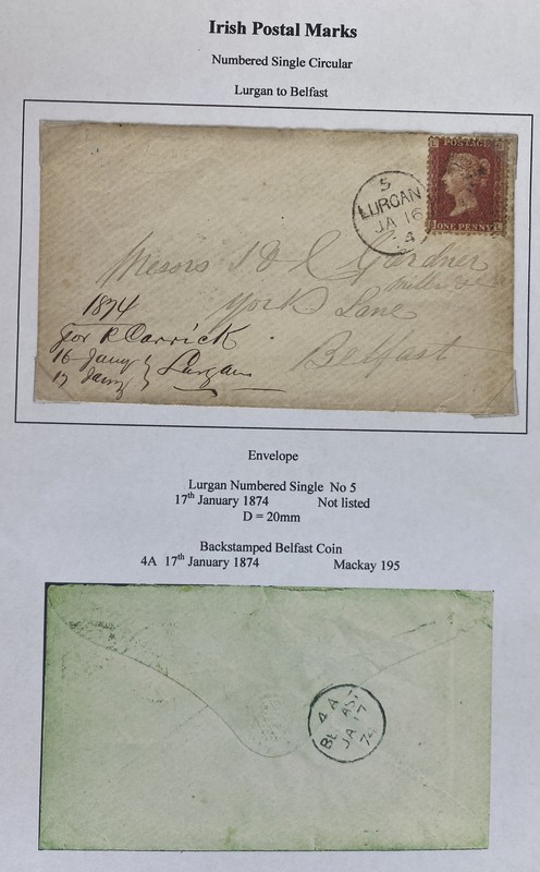1914 Lurgan Ireland Red Penny Cover to Belfast